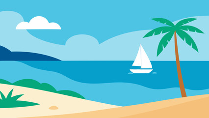 Fototapeta premium summer beach with palm