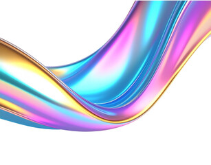 Fototapeta premium Iridescent Ribbon Abstract Flowing Shape with Holographic Colors and Metallic Edge.