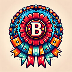 Badge ribbon with letter B in vibrant colors

