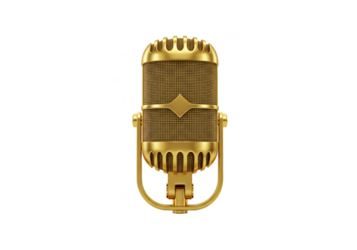 Golden Microphone Audio Recording Equipment Transparent Background