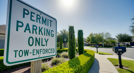 Permit Parking Area With Greenery Landscape In Peaceful Neighborhood Setting