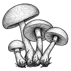 Detailed Isolated Mushroom Illustration Fungi Organic Autumn Vegetarian Food