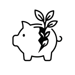 Investment growth shows a piggy bank cracking open to reveal a plant, symbolizing financial returns and agricultural finance concepts.
