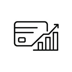 An ascending graph next to a credit card suggests business growth, financial success, and positive economic trends within the market.