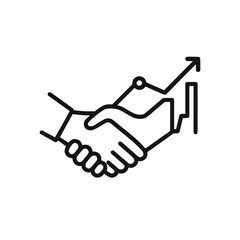 Partnership deal shows business growth with a handshake and upward trend, suitable for finance, investment and corporate design.