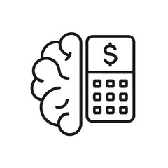 Smart financial decisions are symbolized by this calculator and brain graphic, ideal for finance and business designs.
