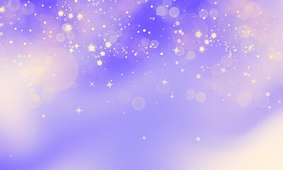 Purple Background With Bokeh Stars. Abstract Light Blurred Soft Romantic Background