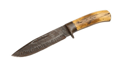 Isolated Antique Sharp Knife Blade Cut Steel Transparent Background