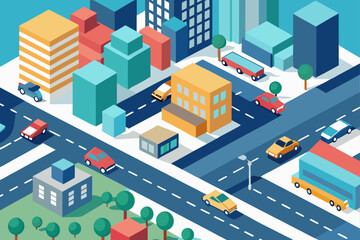 Isometric Cityscape Urban Planning and Infrastructure Design