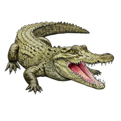 Illustration of an Alligator Crocodile Reptile Isolated Transparent Background