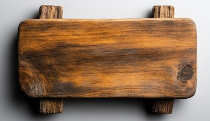Rustic Wooden Board on Gray Background Perfect for Kitchen, Table, or Serving Food with Natural Texture