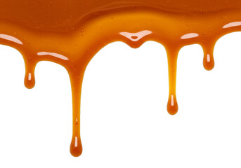 Isolated Caramel Drip Sweet Honey Sauce Liquid Transparent Background