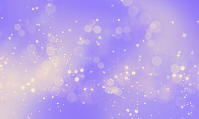Purple Background With Bokeh Stars. Abstract Light Blurred Soft Romantic Background