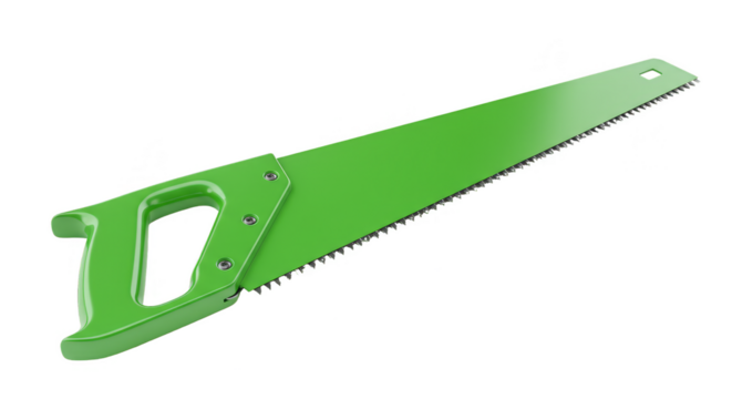 Green Hand Saw Tool Illustration Carpentry Equipment Sharp Blade Cut