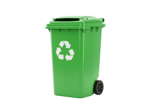 Green Recycling Bin Trash Garbage Container Recycle Icon Isolated