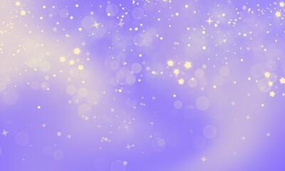 Purple Background With Bokeh Stars. Abstract Light Blurred Soft Romantic Background