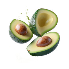 Sliced Avocado Pieces With Vibrant Green Colors Showing Freshness Texture Details Isolated Transparent Background