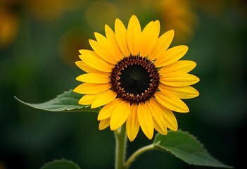 Generative AI Golden Sunflower Bloom Close Up Macro Nature