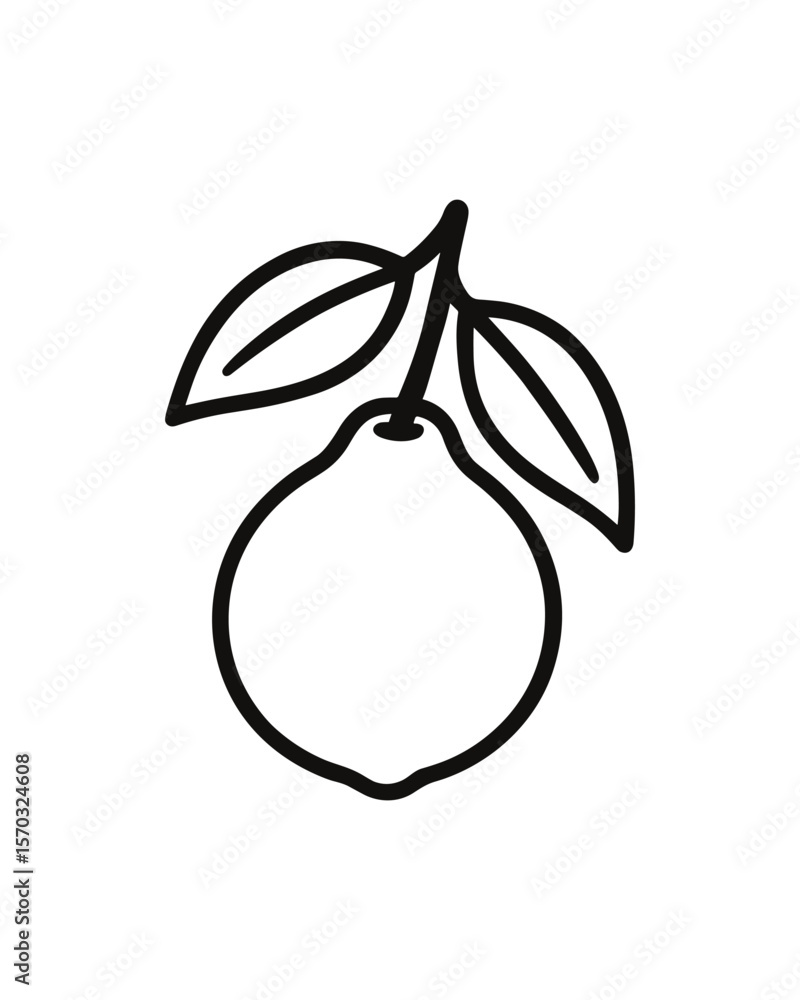 Poster pear outline simple black vector line art design