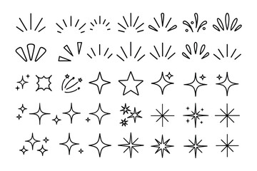 Naklejka premium Sparkling Burst Set Vector Collection of Shine Effect Elements and Star Shapes