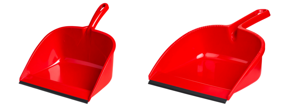 Red Plastic Dustpan with Handle Isolated on Transparent Background PNG