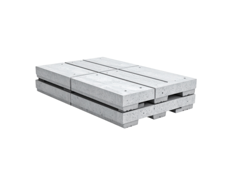 Stacked Concrete Pallets with Grooves and Holes Gray Construction Material.