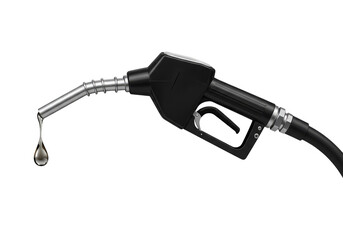 Isolated Gasoline Fuel Nozzle Drips on Transparent Background