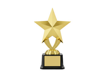 Isolated Gold Star Trophy Transparent Background Award Achievement