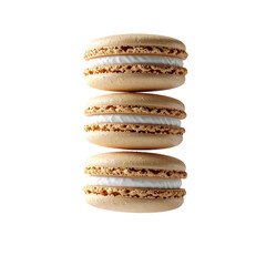 Stacked Macarons With Beige Shells And White Cream Filling Isolated Transparent Background