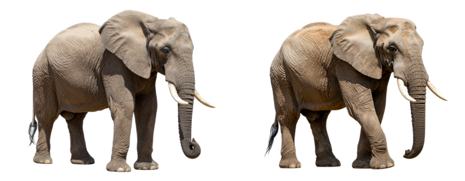  Side View of Full Body Elephant Standing Isolated on Transparent Background PNG