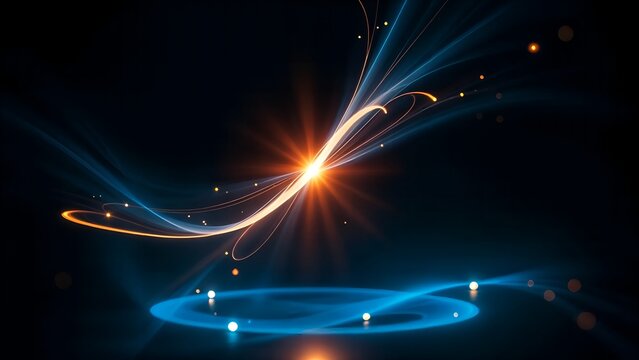 Vibrant abstract math mathematic f or integral function symbol background with glowing star and circle round portal, motion, and magical light effects