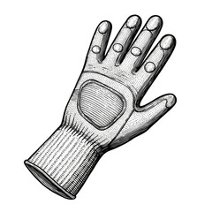 Illustration White Leather Glove for Hand Protection Work Transparent