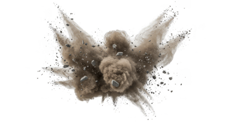Explosion of Sand Dust Cloud Particles Impact Burst Effect Png