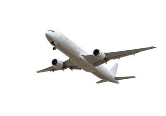 Naklejka premium Isolated Airplane in Flight with Transparent Background Clear Sky View