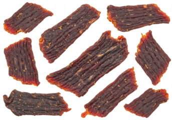 Isolated Jerky Pieces Delicious Jerky Snack Meat Food Transparent