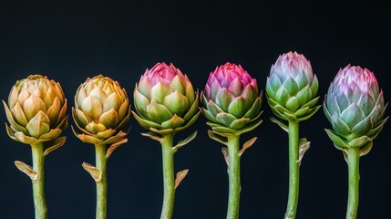Obraz premium Artichoke stages, vibrant hues
