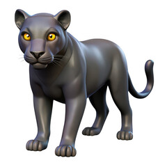 3D Cartoon black panther isolated on transparent background. use cases: mascot.
