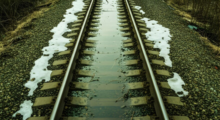Railroad Track Meltdown: An Artistic Vision of Thawing Winter Landscape on Railway