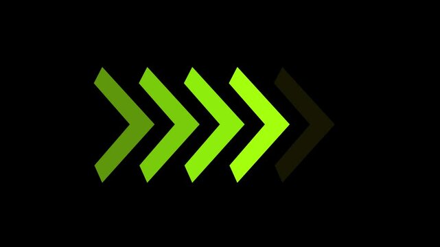 Right-directional arrow loop animation. Animated arrows for the overlay video layer. 4k animation.
