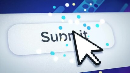  An animated mouse cursor moving across a screen and clicking a "Submit" button.