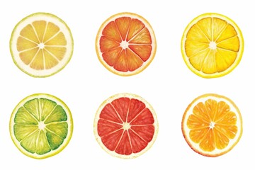 Obraz premium Set of citrus fruits slices lemon and lime, cocktail 