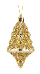 Isolated Christmas Tree Ornament Gold Elegant Transparent Background