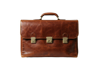 Isolated Classic Brown Leather Briefcase Business Bag Transparent PNG