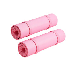 Two Rolled Pink Yoga Mats With Straps Isolated Transparent Background