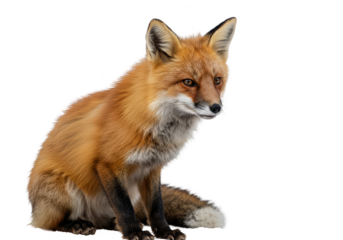 Isolated Portrait of a Fox Wildlife Animal on Transparent Background