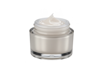Isolated Glass Jar of White Cream Beauty Product Transparent