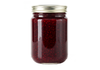 Isolated Raspberry Jam Glass Jar Homemade Sweet Fruit Transparent