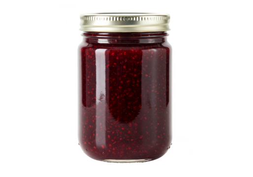 Isolated Raspberry Jam Glass Jar Homemade Sweet Fruit Transparent