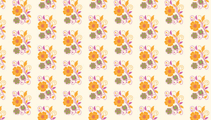 seamless floral pattern designed with fine line roses and decorative stems for wrapping paper

