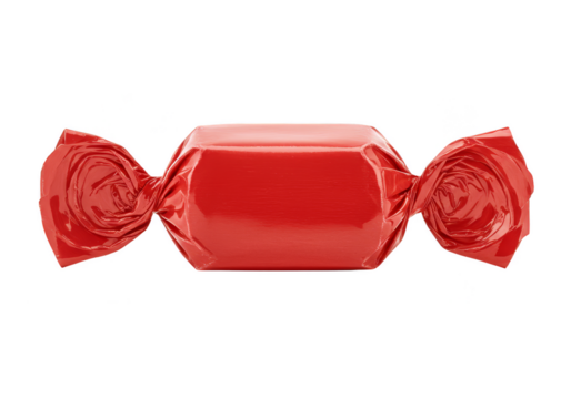 Isolated Red Candy Wrapped In Foil Sweet Food Studio Shot